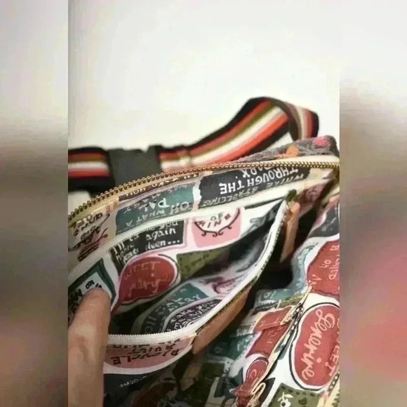 ANNA SUI Grey Orange Blue Spring Butterfly  Print Faux Snakeskin Zipped Belt Bag - Picture 10 of 11